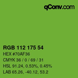 Color code: RGB 112 175 54 | qconv.com