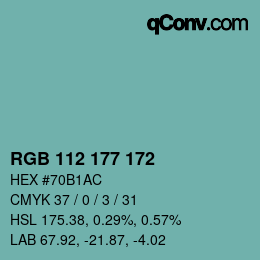 Color code: RGB 112 177 172 | qconv.com