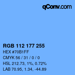 Color code: RGB 112 177 255 | qconv.com