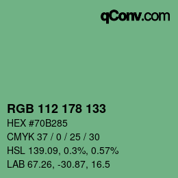 Color code: RGB 112 178 133 | qconv.com