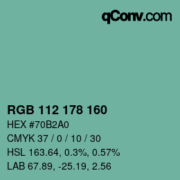 Color code: RGB 112 178 160 | qconv.com