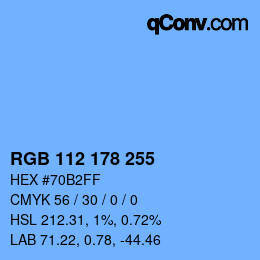 Color code: RGB 112 178 255 | qconv.com