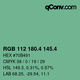 カラーコード: RGB 112 180.4 145.4 | qconv.com