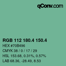カラーコード: RGB 112 180.4 150.4 | qconv.com