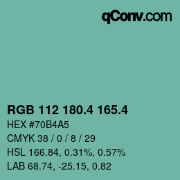 カラーコード: RGB 112 180.4 165.4 | qconv.com