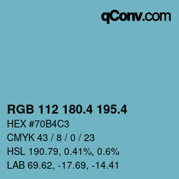 カラーコード: RGB 112 180.4 195.4 | qconv.com