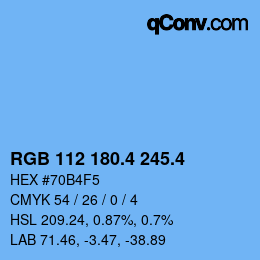 カラーコード: RGB 112 180.4 245.4 | qconv.com
