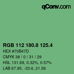 カラーコード: RGB 112 180.8 125.4 | qconv.com