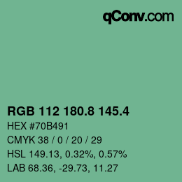 カラーコード: RGB 112 180.8 145.4 | qconv.com