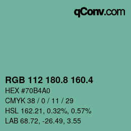 カラーコード: RGB 112 180.8 160.4 | qconv.com
