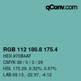 カラーコード: RGB 112 180.8 175.4 | qconv.com
