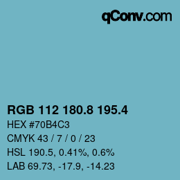 カラーコード: RGB 112 180.8 195.4 | qconv.com