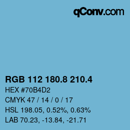 カラーコード: RGB 112 180.8 210.4 | qconv.com