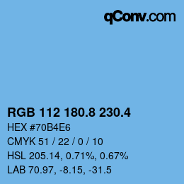 カラーコード: RGB 112 180.8 230.4 | qconv.com