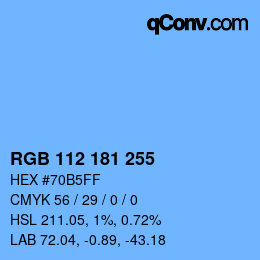 Color code: RGB 112 181 255 | qconv.com