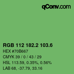 カラーコード: RGB 112 182.2 103.6 | qconv.com