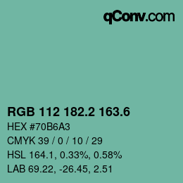 カラーコード: RGB 112 182.2 163.6 | qconv.com