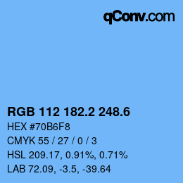 カラーコード: RGB 112 182.2 248.6 | qconv.com