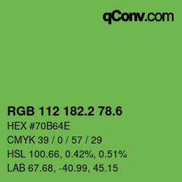 カラーコード: RGB 112 182.2 78.6 | qconv.com