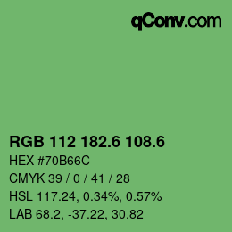 カラーコード: RGB 112 182.6 108.6 | qconv.com