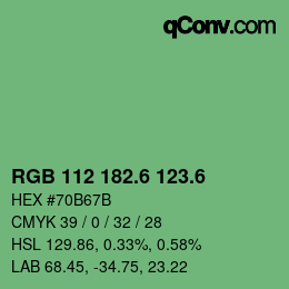 カラーコード: RGB 112 182.6 123.6 | qconv.com