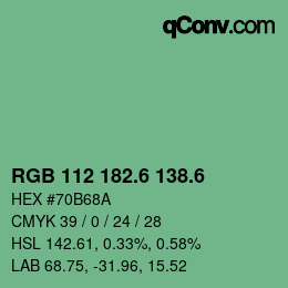 カラーコード: RGB 112 182.6 138.6 | qconv.com