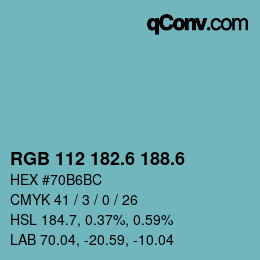 カラーコード: RGB 112 182.6 188.6 | qconv.com