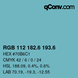 カラーコード: RGB 112 182.6 193.6 | qconv.com