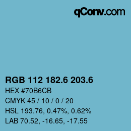 カラーコード: RGB 112 182.6 203.6 | qconv.com