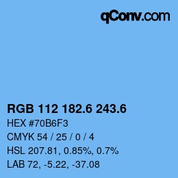 カラーコード: RGB 112 182.6 243.6 | qconv.com