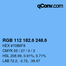 カラーコード: RGB 112 182.6 248.6 | qconv.com