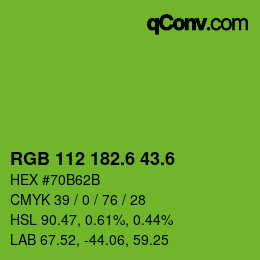 カラーコード: RGB 112 182.6 43.6 | qconv.com