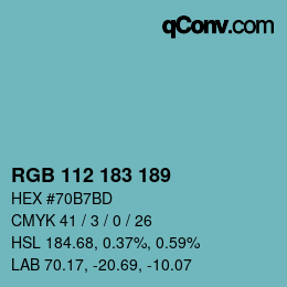 Farbcode: RGB 112 183 189 | qconv.com