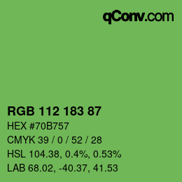 Color code: RGB 112 183 87 | qconv.com