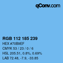 カラーコード: RGB 112 185 239 | qconv.com