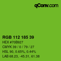Color code: RGB 112 185 39 | qconv.com