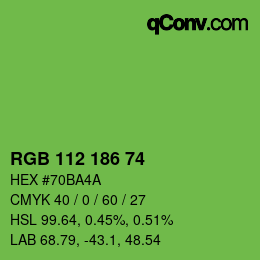 Código de color: RGB 112 186 74 | qconv.com