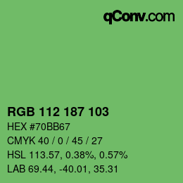 Color code: RGB 112 187 103 | qconv.com