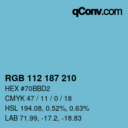 Color code: RGB 112 187 210 | qconv.com