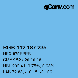 Color code: RGB 112 187 235 | qconv.com
