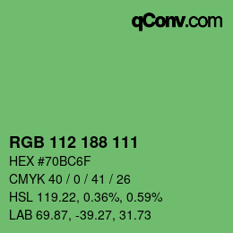 Color code: RGB 112 188 111 | qconv.com
