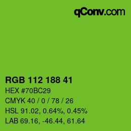 Color code: RGB 112 188 41 | qconv.com