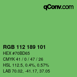 Color code: RGB 112 189 101 | qconv.com