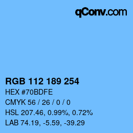 Color code: RGB 112 189 254 | qconv.com