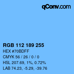 Color code: RGB 112 189 255 | qconv.com