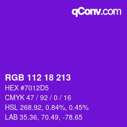 Color code: RGB 112 18 213 | qconv.com