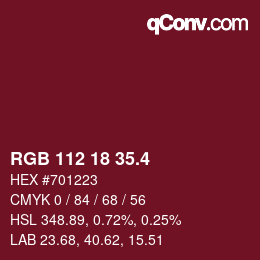 カラーコード: RGB 112 18 35.4 | qconv.com