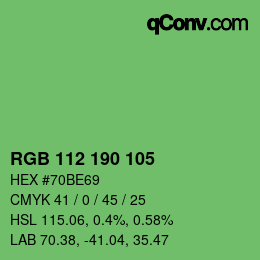 Color code: RGB 112 190 105 | qconv.com