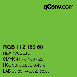 颜色代码: RGB 112 190 60 | qconv.com