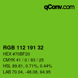 Color code: RGB 112 191 32 | qconv.com